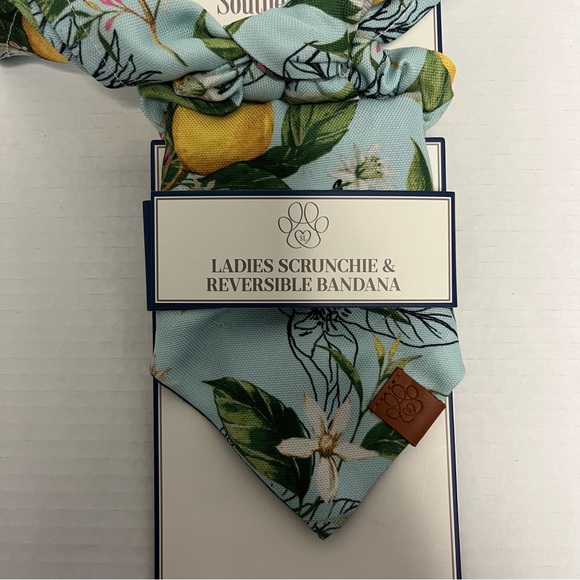 Southern Living Scrunchie & Pet Reversible Bandana Matching Set Sz XS/S NWT - Picture 3 of 10